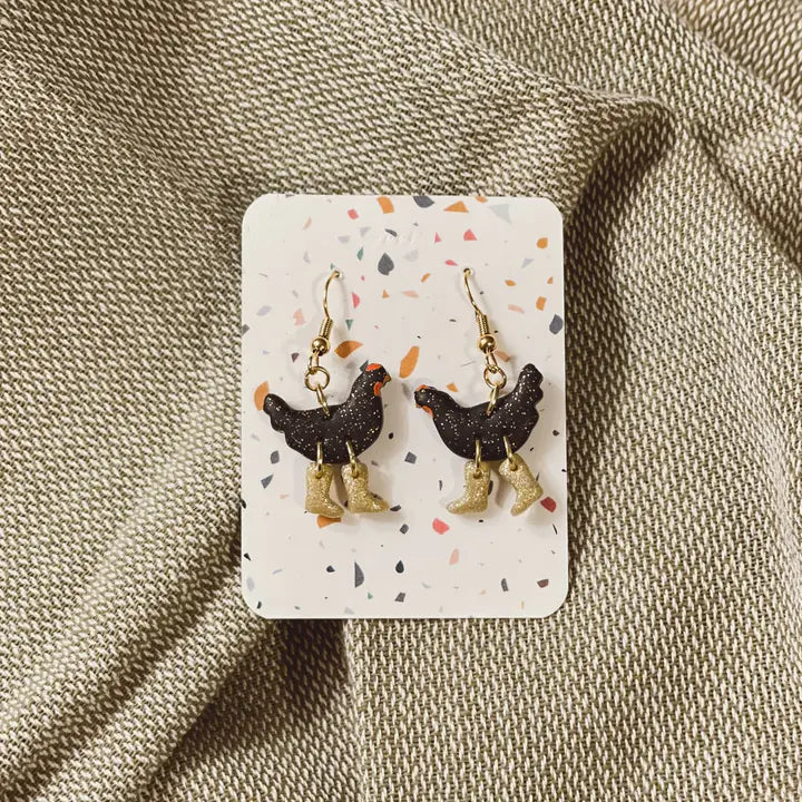 Chicken with Boots Earrings