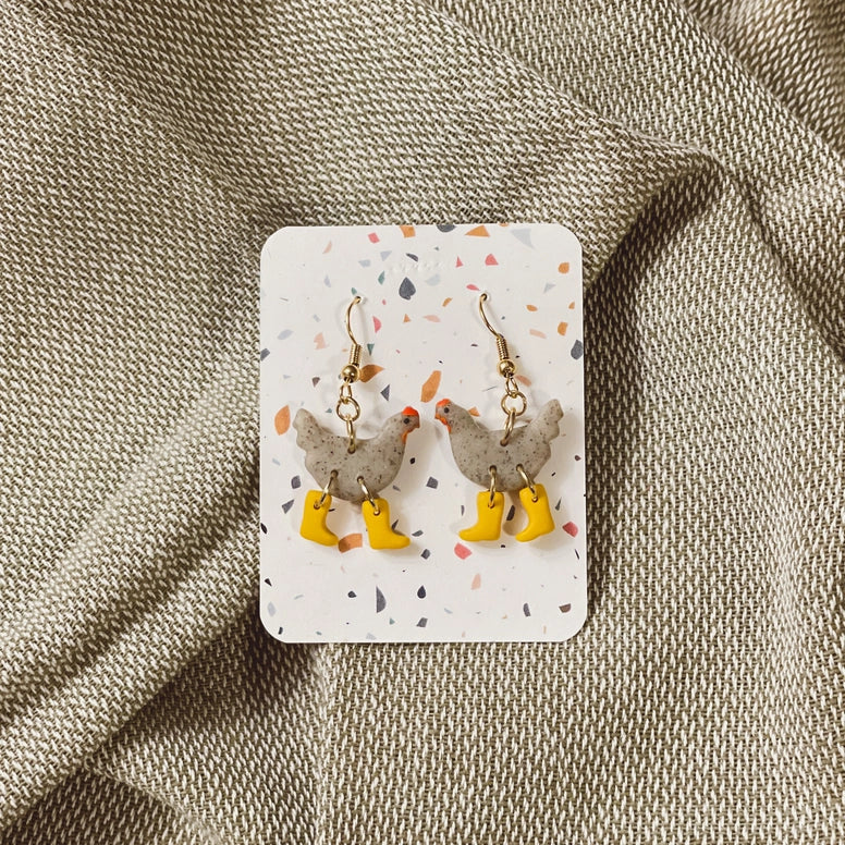 Chicken with Boots Earrings