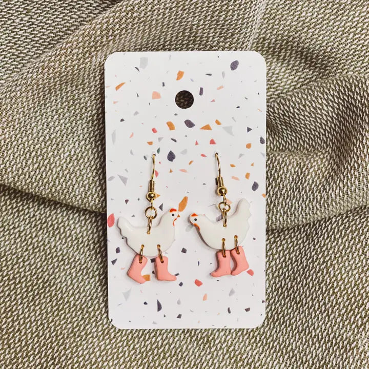 Chicken with Boots Earrings