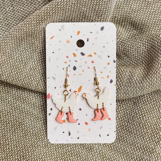 Chicken with Boots Earrings